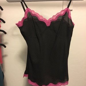 Pink Lace. Polka dot camisole.